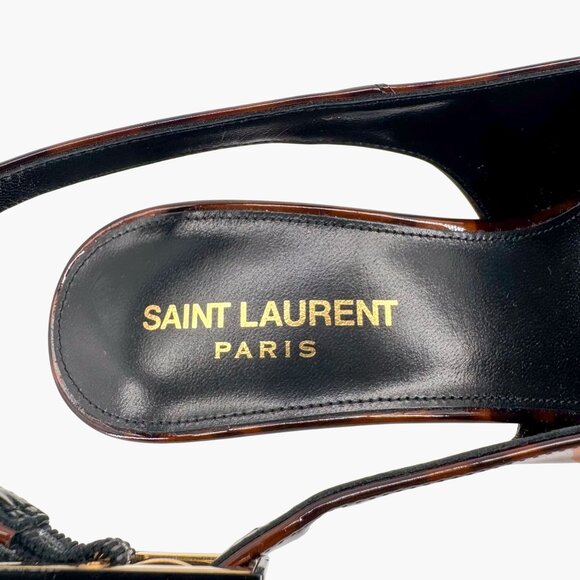 Saint Laurent Dune 110 Brown Patent Pumps Slingback High Heels Size 38 US 8 - Picture 13 of 15